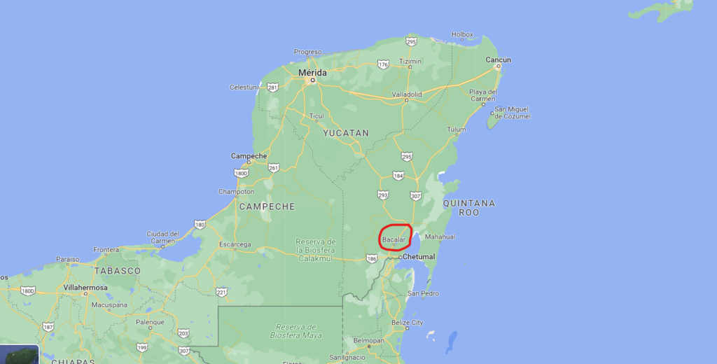 Bacalar on Yucatan Peninsula Map. Where is Bacalar, Mexico. 